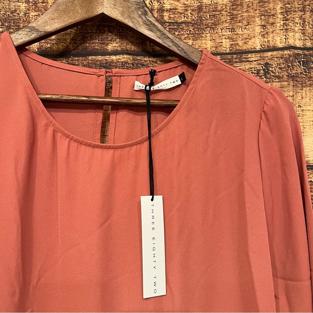 Mauve Tiered Midi Shift Dress Three Eighty Two Size Large - Picture 3 of 8